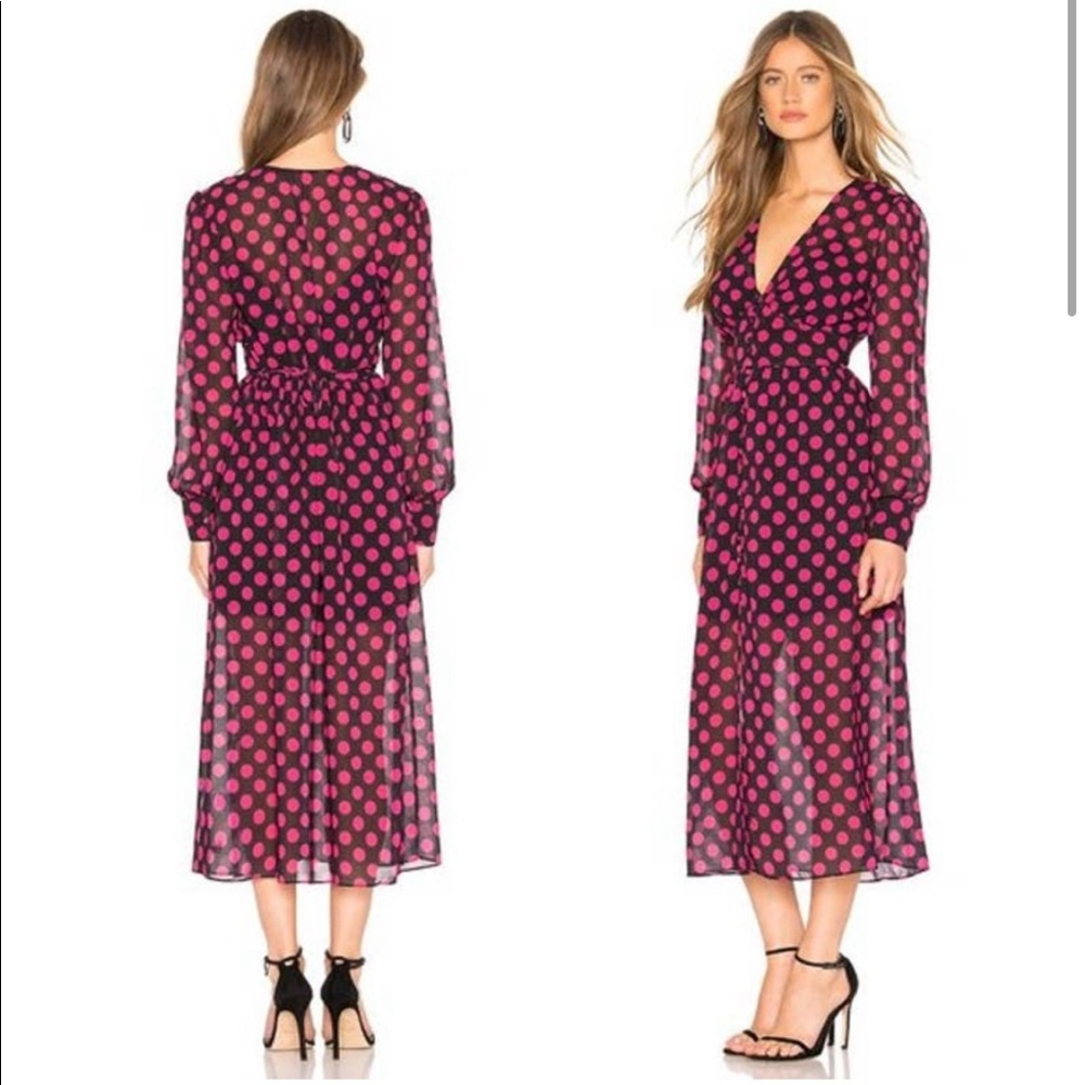 Phylicia MIDI Dress L’Academie pink polka dots revolve